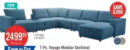 The Brick Voyage Modular 7-Piece Fabric Sectional with Console and Removable Back Cushions – Blue offer