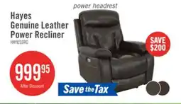 The Brick Hayes 38 Genuine Leather Power Reclining Chair with Adjustable Headrest - Steel Grey offer