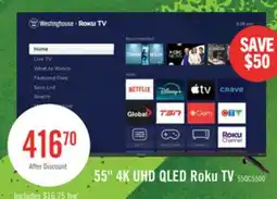 The Brick Westinghouse 50 QLED 4K UHD Smart Roku TV (WR55QC5500) – 2025 Model offer