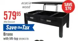 The Brick Bronx 48 Rustic Lift Top Coffee Table with Storage, Shelf and Casters - Charcoal Wood offer