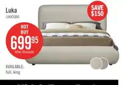 The Brick Luka Upholstered Platform Bed in Taupe Vegan-Leather Fabric, Modern - Queen Size offer