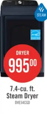 The Brick Samsung 7.4 Cu. Ft. Electric Dryer with Steam - Navy - DVE54CG7155DAC offer