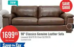 The Brick Classico 90 Genuine Leather Sofa with Wood Legs – Tobacco offer