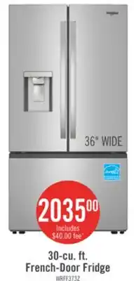 The Brick Whirlpool 36 30 Cu. Ft. French-Door Refrigerator with Dual Ice Makers - Stainless Steel - WRFF3736SZ offer