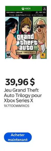 Walmart Jeu Grand Theft Auto Trilogy pour Xbox Series X offer