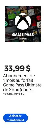 Walmart Game Pass Ultimate de Xbox offer