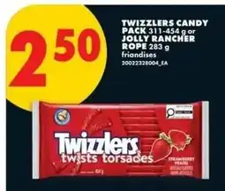 No Frills Twizzlers candy pack or jolly rancher rope offer