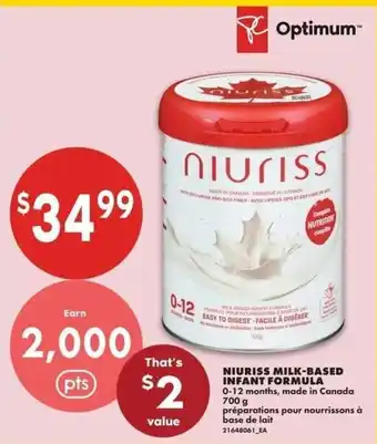 No Frills Niuriss milk-based infant formula offer