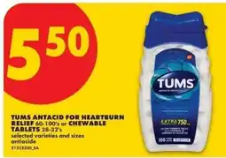 No Frills Tums antacid for heartburn relief or chewable tablets offer