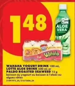No Frills Wahaha yogurt drink lotte aloe drink or paldo roasted seaweed offer