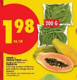 No Frills Snap or snow peas or papaya offer
