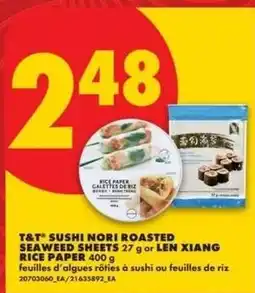 No Frills T&T sushi nori roasted seaweed sheets or len xiang rice paper offer