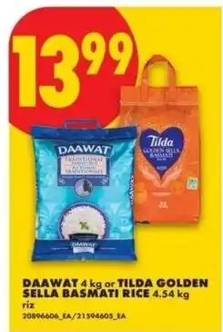 No Frills Daawat or tilda golden sella basmati rice offer