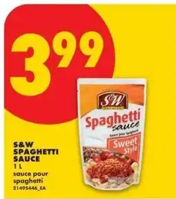 No Frills S&W spaghetti sauce offer