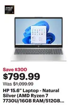 Best Buy HP 15.6 Laptop - Natural Silver (AMD Ryzen 7 7730U/16GB RAM/512GB SSD/Windows 11 Home) offer