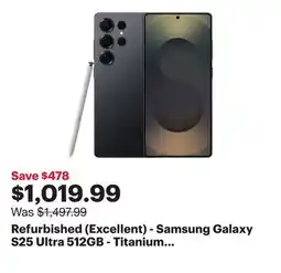 Best Buy Refurbished (Excellent) - Samsung Galaxy S25 Ultra 512GB - Titanium Jetblack - Unlocked offer