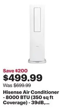 Best Buy Hisense Air Conditioner - 8000 BTU (350 sq ft Coverage) - 39dB, Heat, Remote - White offer