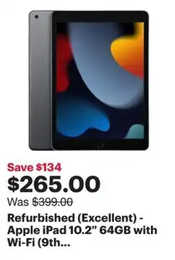 Best Buy Refurbished (Excellent) - Apple iPad 10.2 64GB with Wi-Fi (9th Generation) - Space Gray offer