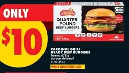 No Frills Cardinal grill ready beef burgers offer