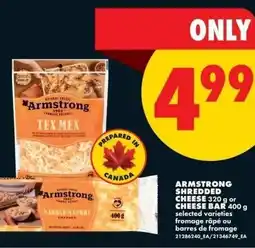 No Frills Armstrong shredded cheese or cheese bar offer