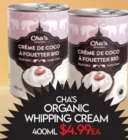 Fiesta Farms CHA'S ORGANIC WHIPPING CREAM offer