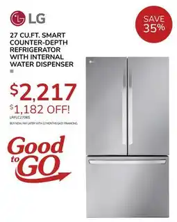 Goemans Appliances LG 27 CU.FT. SMART COUNTER-DEPTH REFRIGERATOR WITH INTERNAL WATER DISPENSER offer