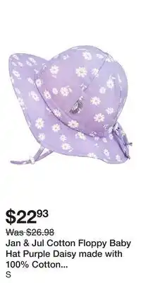 Well Jan & Jul Cotton Floppy Baby Hat Purple Daisy made with 100% Cotton | Small offer