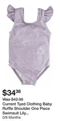 Well Current Tyed Clothing Baby Ruffle Shoulder One Piece Swimsuit Lily | 0/6 Months offer