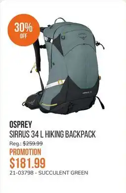 Sail Sirrus 34 L Hiking Backpack offer