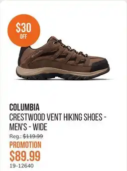 Sail Crestwood Vent Hiking Shoes - Men's - Wide offer