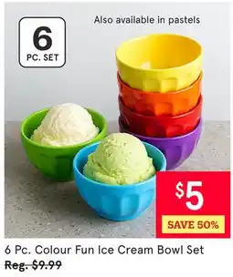 Kitchen Stuff Plus 6 Pc. Colour Fun Ice Cream Bowl Set offer