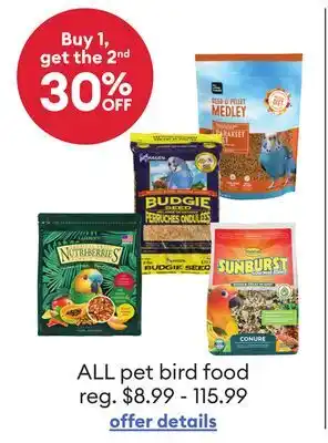 Petsmart ALL pet bird food offer
