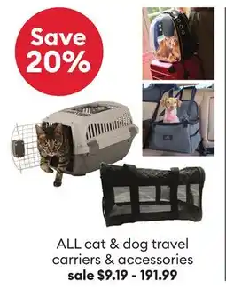 Petsmart cat & dog travel carriers & accessories offer