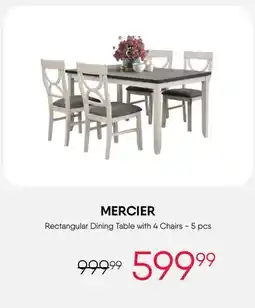 Meubles RD MERCIER Rectangular Dining Table with 4 Chairs - 5 pcs offer