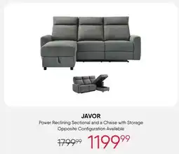 Meubles RD Javor - Power Reclining Sectional and Left-Side Chaise with Storage offer