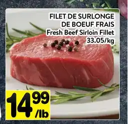 Supermarché PA FILET DE SURLONGE DE BOEUF FRAIS | Fresh Beef Sirloin Fillet offer