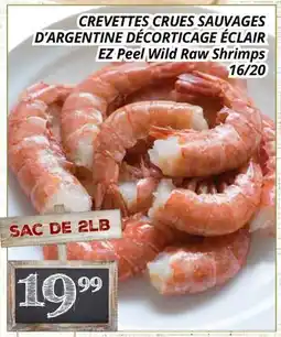 Supermarché PA CREVETTES CRUES SAUVAGES D'ARGENTINE DÉCORTICAGE ÉCLAIR EZ/Peel Wild Raw Shrimps offer