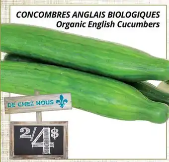 Supermarché PA CONCOMBRES ANGLAIS BIOLOGIQUES/Organic English Cucumbers offer