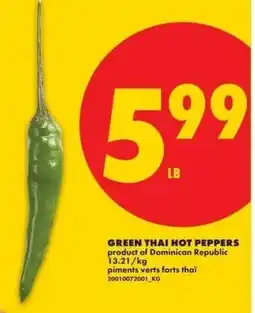 No Frills Green thai hot peppers offer