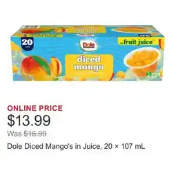 Costco Dole Diced Mango's in Juice, 20 × offer