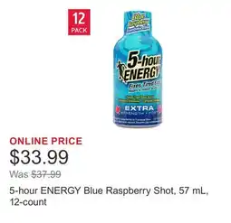 Costco 5-hour ENERGY Blue Raspberry Shot, 57 mL, 12-count offer