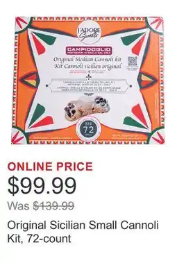 Costco Original Sicilian Small Cannoli Kit, 72-count offer