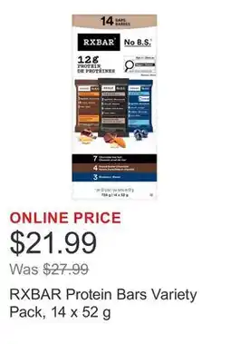 Costco RXBAR Protein Bars Variety Pack offer