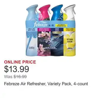 Costco Febreze Air Refresher, Variety Pack, 4-count offer