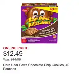 Costco Dare Bear Paws Chocolate Chip Cookies, 40 Pouches offer