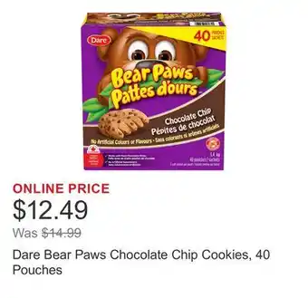 Costco Dare Bear Paws Chocolate Chip Cookies, 40 Pouches offer