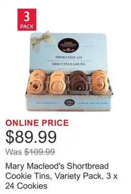 Costco Mary Macleod's Shortbread Cookie Tins, Variety Pack, 3 x 24 Cookies offer