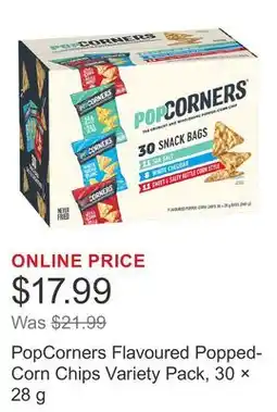 Costco PopCorners Flavoured Popped-Corn Chips Variety Pack, 30 × offer