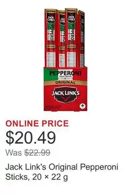 Costco Jack Link's Original Pepperoni Sticks, 20 × offer