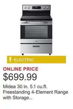 Costco Midea 30 in. 5.1 cu.ft. Freestanding 4-Element Range with Storage Drawer offer